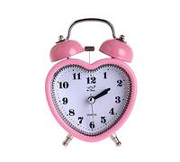 siduytin 3 inch Heart Shape Bell Alarm Clock Nightlight Wake Up Table Digital Clocks Desktop Retro Girls Travel Gift Supply, Pink