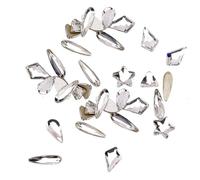 siduytin 50 Pieces Specific-shaped Glass Crystal Set Shining 3D Tips Decoration Nail Art Rhinestones for Card Making Wedding Dress, White