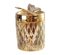 siduytin Bathroom Canister Storage Vanity Organizer Ceramic Makeup Tool Holder Jar Multifunctional Storage Container With Lid Jar Makeup Tool Holder Decorative , butterfly decor , 7.5x14cm