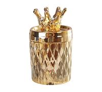 siduytin Bathroom Canister Storage Vanity Organizer Ceramic Makeup Tool Holder Jar Multifunctional Storage Container With Lid Jar Makeup Tool Holder Decorative , crown decor , 7.5x14cm