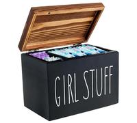 siduytin Cotton Pad Holder Storage Box Rustic Wood Organizer For Women S Bathroom Essentials Tampon Holder Storage For Bathroom, C