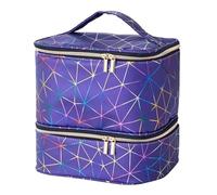 siduytin Durable Nail Polish Storage Case with Detachable Sponge for Organizing Up to 30 Nail Polish Bottles Effortlessly Zipper Pocket with Handle Art Manicure Tools, Deep Blue, 26x20x22cm