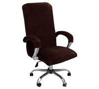siduytin Effortlessly Install Stretch Rotating Chair Cover With Convenient Zipper Velvet Computer Chair Cover Office Chair Cover, Brown XL