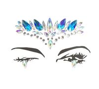 siduytin Eye Face Bling Beads Rhinestone Self Adhesive Stickers Eyebrow Crystal Glitter Jewelry DIY Art Women Costume Makeup, Blue