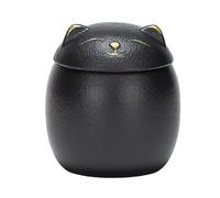 siduytin Large Capacity Ceramic Canisters Cute For Wide Application Ceramics Cat Form Ceramic Tea Jars Cat Shape Storage Jars, black, 150ml
