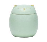 siduytin Large Capacity Ceramic Canisters Cute For Wide Application Ceramics Cat Form Ceramic Tea Jars Cat Shape Storage Jars, green, 500ml