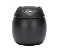 siduytin Large Capacity Ceramic Canisters Cute For Wide Application Ceramics Cat Form Ceramic Tea Jars Cat Shape Storage Jars, black, 500ml