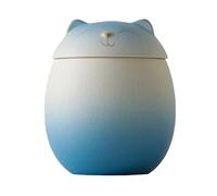 siduytin Large Capacity Ceramic Canisters Cute For Wide Application Ceramics Cat Form Ceramic Tea Jars Cat Shape Storage Jars, blue and white, 500ml