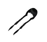 siduytin Long Black Braided Wig Wide Application Easy To Wear Good Gifts Silk Wednesday Wigs Pigtails Wig Addams Wigs