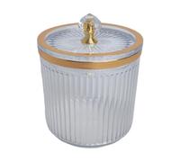 siduytin Makeup Swab Ball Pad Holder Jar Bathroom Dustproof Cosmetics Dispenser Organization Storage Solution Compact Bathroom Storage Canister Has Dust Cover Canister Vanity Makeups Organizer