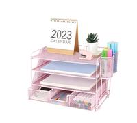siduytin Multi Tier Storage Metal File Organizer Pull Out Drawer, pink