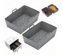 siduytin Nonstick Air Fryer Mat Silicone Cooking Liner,2PCS Gray | Flexible For Easy Storage Compatible With Large Air Fryers Heat Resistant Safe For Baking