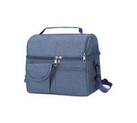 siduytin Portable and Foldable Insulated Lunch Bag for Office with Extra Long Shoulder Strap Inner Layer of Polymer Pearl Cotton, Navy Blue