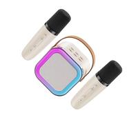 siduytin Powerful Sound And Wireless Microphone Speaker With Microphone For Ultimate Performance ABS Bluetooth Speaker, White+2 Microphone
