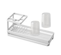 siduytin Toothbrush Holder Bathroom Counter Storage Complements Any Decor and Provides Ample Space for Essentials Bathroom Stand Rack Organizer Countertop, White with Cups, 25.2x9x11.6cm