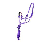 SIE Nylon Horse Braided Rope halter headcollar and Lead with beaded noseband (Purple)
