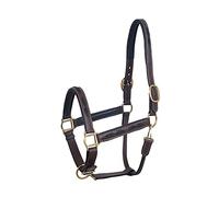 SIE Tack English Horse leather braided brown halter (Full)