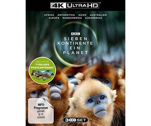 Sieben Kontinente - Ein Planet (4K UHD). Limited Edition mit Postkarten-Set - (exklusiv bei Amazon.de mit 7-teiligem Postkarten-Set) [Blu-ray]