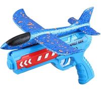 Siebkorb Airplane Launcher Toy, Foam Throwing Glider Plane with Catapult Gun, Boys Toys Age 3-12 Indoor Outdoor Garden Toys, Kids Flying Toy Birthday Present Gift for Boys Girls (Blue)