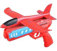Siebkorb Airplane Launcher Toy, Foam Throwing Glider Plane with Catapult Gun, Boys Toys Age 3-12 Indoor Outdoor Garden Toys, Kids Flying Toy Birthday Present Gift for Boys Girls (Red)