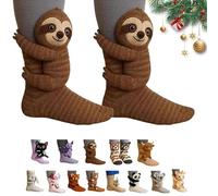 Siebkorb Animal Socks, 3D Knit Animal Sloth Socks, Cute Plush Animals Hug Sock, Funny Christmas Animals Sock for women Kids (A)