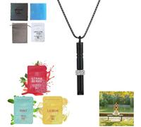 Siebkorb Anxiety Breathing Necklace with Resistance, Flavoured Air Breathlace, Filter Natural Essential Oil Breath Quitgo Breathing Necklace Stress Anxiety Relief Chain for Adults (Black)