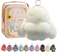 Siebkorb Bunny In A Tin Plush Keychain, lulu Plush Keyring With Tin Box, Fluffy Bunny Keychain For Easter Handmade Soft Bunny Keychain For Bags & Backpacks (C)