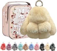 Siebkorb Bunny In A Tin Plush Keychain, lulu Plush Keyring With Tin Box, Fluffy Bunny Keychain For Easter Handmade Soft Bunny Keychain For Bags & Backpacks (;)