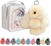 Siebkorb Bunny In A Tin Plush Keychain, lulu Plush Keyring With Tin Box, Fluffy Bunny Keychain For Easter Handmade Soft Bunny Keychain For Bags & Backpacks (light yellow)