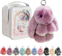 Siebkorb Bunny In A Tin Plush Keychain, lulu Plush Keyring With Tin Box, Fluffy Bunny Keychain For Easter Handmade Soft Bunny Keychain For Bags & Backpacks (Z)