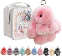 Siebkorb Bunny In A Tin Plush Keychain, lulu Plush Keyring With Tin Box, Fluffy Bunny Keychain For Easter Handmade Soft Bunny Keychain For Bags & Backpacks (G)