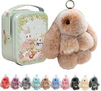 Siebkorb Bunny In A Tin Plush Keychain, lulu Plush Keyring With Tin Box, Fluffy Bunny Keychain For Easter Handmade Soft Bunny Keychain For Bags & Backpacks (N)