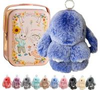 Siebkorb Bunny In A Tin Plush Keychain, lulu Plush Keyring With Tin Box, Fluffy Bunny Keychain For Easter Handmade Soft Bunny Keychain For Bags & Backpacks (B)