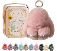 Siebkorb Bunny In A Tin Plush Keychain, lulu Plush Keyring With Tin Box, Fluffy Bunny Keychain For Easter Handmade Soft Bunny Keychain For Bags & Backpacks (M)