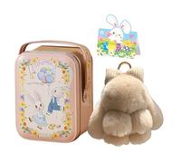 Siebkorb Bunny In A Tin Plush Keychain, lulu Plush Keyring With Tin Box, Fluffy Bunny Keychain For Easter Handmade Soft Bunny Keychain For Bags & Backpacks (W)