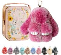 Siebkorb Bunny In A Tin Plush Keychain, lulu Plush Keyring With Tin Box, Fluffy Bunny Keychain For Easter Handmade Soft Bunny Keychain For Bags & Backpacks (X)