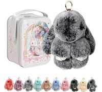 Siebkorb Bunny In A Tin Plush Keychain, lulu Plush Keyring With Tin Box, Fluffy Bunny Keychain For Easter Handmade Soft Bunny Keychain For Bags & Backpacks (V)