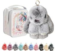 Siebkorb Bunny In A Tin Plush Keychain, lulu Plush Keyring With Tin Box, Fluffy Bunny Keychain For Easter Handmade Soft Bunny Keychain For Bags & Backpacks (K)