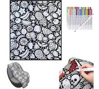 Siebkorb DIY Coloring Blanket with Makers, Color Your Own Throw Blanket for Kids Adults, Creative Art Custom-Dyed Fabric Blanket, Personalized Soft Cozy Bedroom Decor (#H)