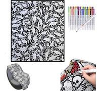 Siebkorb DIY Coloring Blanket with Makers, Color Your Own Throw Blanket for Kids Adults, Creative Art Custom-Dyed Fabric Blanket, Personalized Soft Cozy Bedroom Decor (#I)