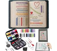 Siebkorb Embroidery Stitch Book Kit, DIY High-Density Linen Set with Step-by-Step Tutorials, Mini Sewing Creative Embroidery Stitch Sampler Kit Book for Beginners and Enthusiast (86 Stitches)