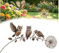 Siebkorb Robin Garden Stake Ornaments, Metal Robin Garden Stake Bird Yard Art Outdoor Decorations With Dandelion Accent,3 Robin Birds And Dandelion Design For Lawn Patio Flower Bed Walkway (B 1PCS)