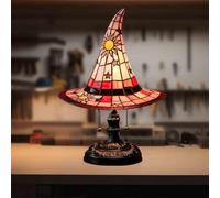 Siebkorb Witch Hat Lamps, 2025 Stained Glass Witch Hat Lamp with Mystical Charm,Handmade Witch Hat Shape Gothic Lamp for Wiccans and Halloween Lovers, for Bedroom Party of Halloween Decor (Red)