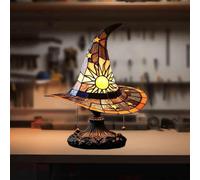 Siebkorb Witch Hat Lamps, 2025 Stained Glass Witch Hat Lamp with Mystical Charm,Handmade Witch Hat Shape Gothic Lamp for Wiccans and Halloween Lovers, for Bedroom Party of Halloween Decor (Yellow)