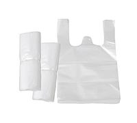 SIEBOLD 200 Pcs Transparent Vest Style Carrier Bags - Strong White Plastic Carrier Bags for Multiple Needs - Reusable - 30 * 45cm
