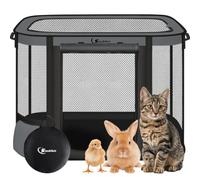 Siedihit Dog Cat Playpen Crate with Washable Pee Pad, Reinforced Durable Dog Cage, Portable Foldable Pet Kennel with Breathable Visibility