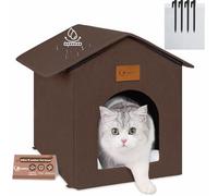 Siedihit Outdoor Cat House for Shelter Feral Cat, Outside Waterproof Cat House for Outdoor/Indoor Cats, Insulated Cat Bed for All Seasons with Cozy Cushion (Brown, Zip Style)