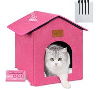 Siedihit Outdoor Cat House for Shelter Feral Cat, Outside Waterproof Cat House for Outdoor/Indoor Cats, Insulated Cat Bed for All Seasons with Cozy Cushion (Rose Pink, Zip Style)