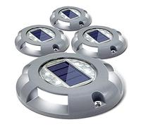 Siedinlar iedinlar LED Deck Driveway Waterproof Path Road Solar Step Lights for Outdoor Pathway Stairs Garden Patio Yard (4 Pack), Grey, Metal, Gray