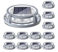 SIEDiNLAR Solar Deck Lights Outdoor 2 Modes 16 LEDs Dock Light Driveway Markers Solar Powered Waterproof for Ground Step Pathway Walkway Stair Garden Road Yard 12 Pack (Cool White/Warm White)